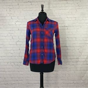 American Eagle Outfitters, Vintage Boyfriend red and blue plaid shirt. Size S.
